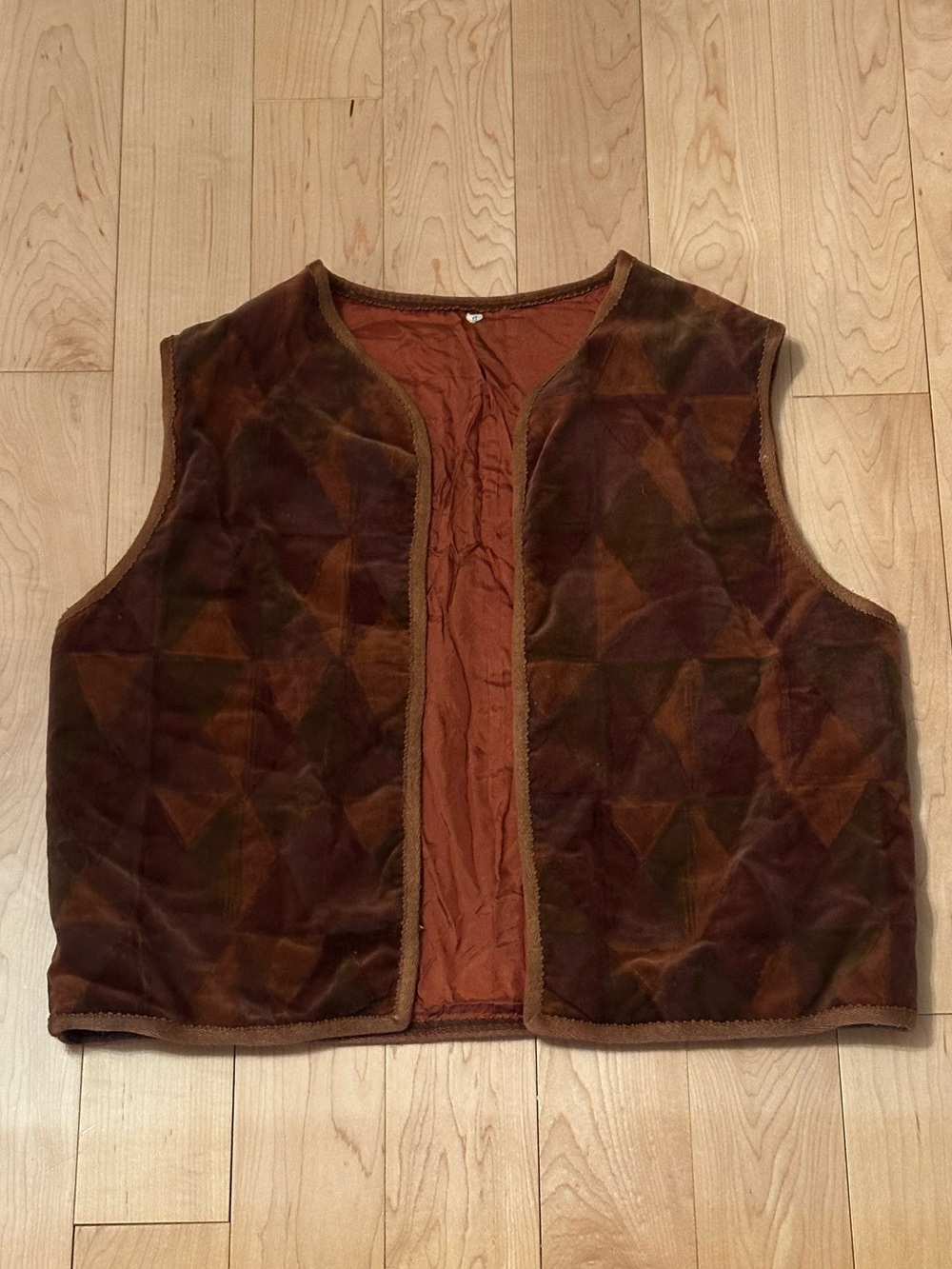 Velvet Vest in Rust and Brown